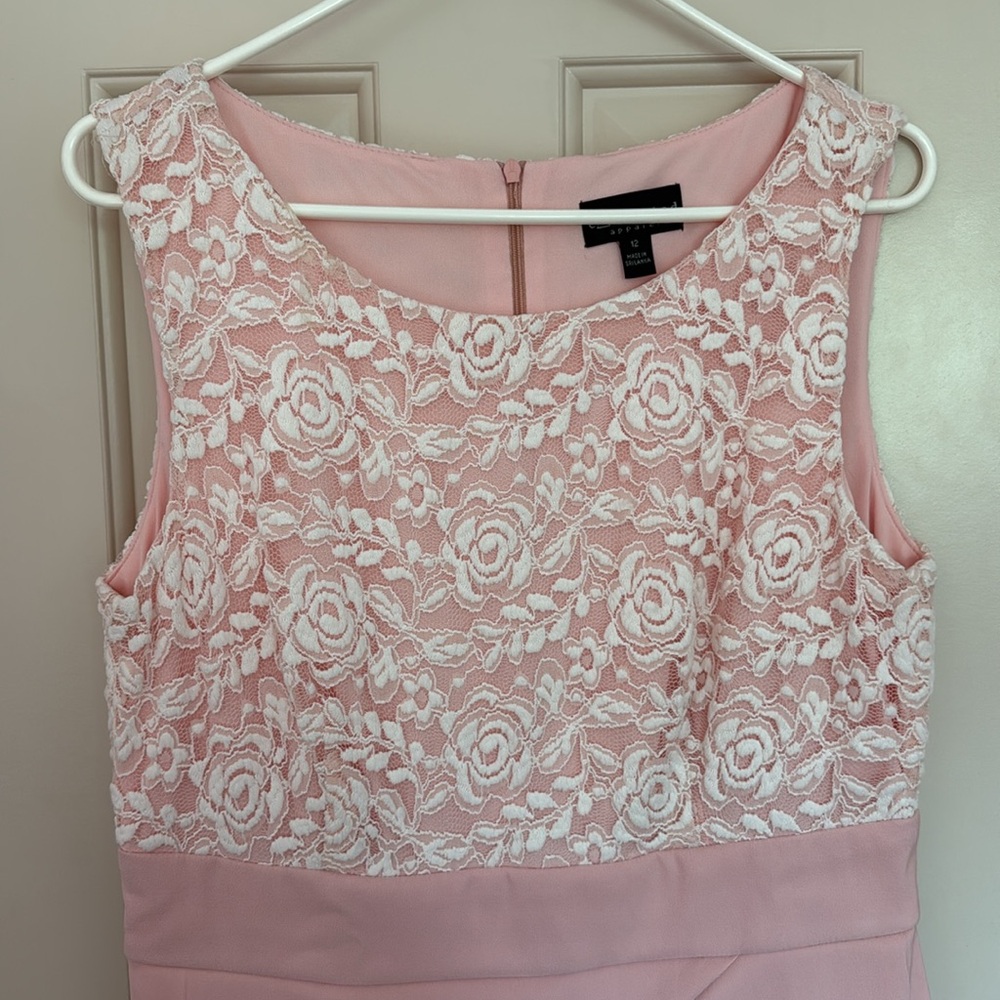 NWT Connected Apparel Pink Asymmetrical Ruffled Sheath Dress - Picture 3 of 7